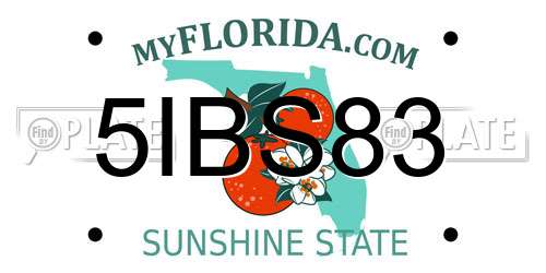 5IBS83 Florida License Plate