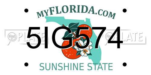 5IG574 Florida License Plate