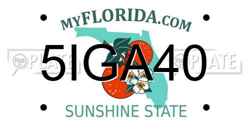 5IGA40 Florida License Plate