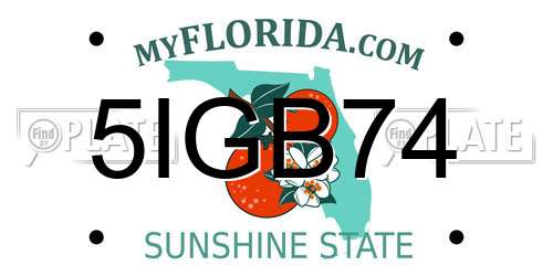 5IGB74 Florida License Plate