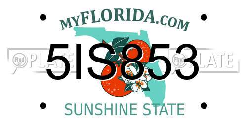 5IS853 Florida License Plate