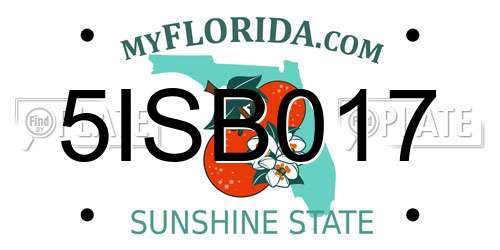 5ISB017 Florida License Plate