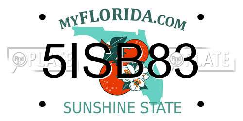 5ISB83 Florida License Plate