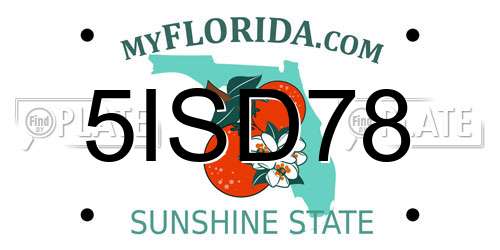 5ISD78 Florida License Plate