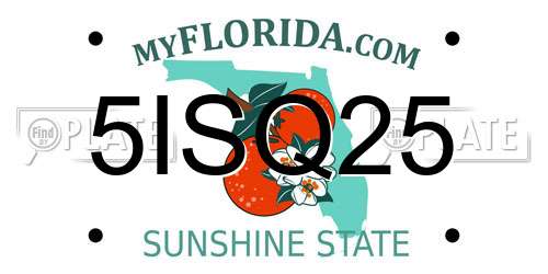 5ISQ25 Florida License Plate