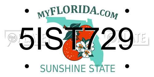 5IST729 Florida License Plate