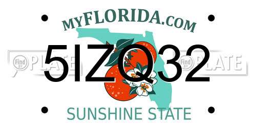 5IZQ32 Florida License Plate
