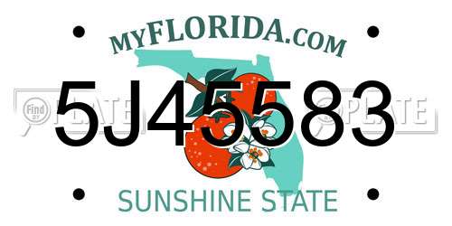 5J45583 Florida License Plate