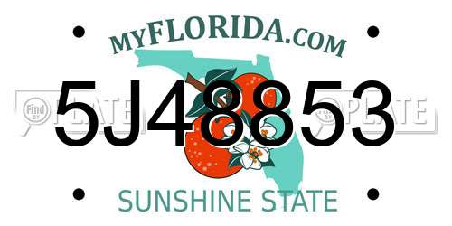 5J48853 Florida License Plate