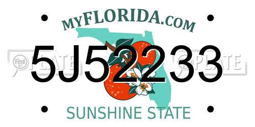 5J52233 Florida License Plate