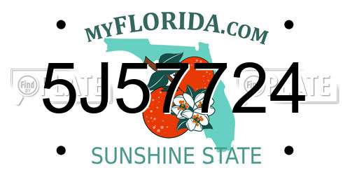 5J57724 Florida License Plate
