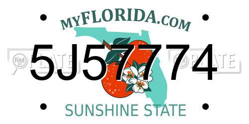 5J57774 Florida License Plate