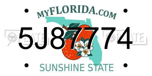 5J87774 Florida License Plate