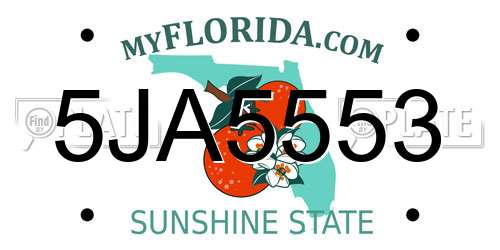 5JA5553 Florida License Plate