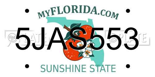 5JAS553 Florida License Plate