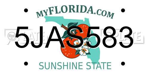 5JAS583 Florida License Plate