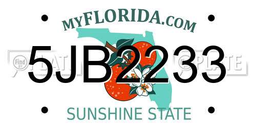 5JB2233 Florida License Plate