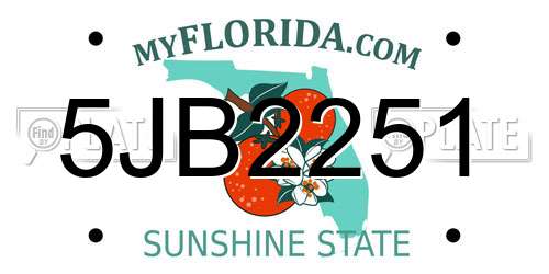 5JB2251 Florida License Plate