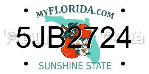 5JB2724 Florida License Plate