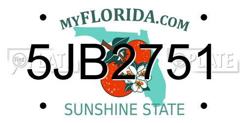 5JB2751 Florida License Plate