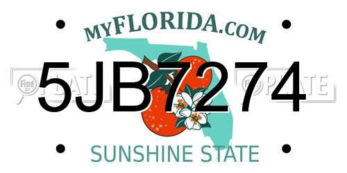 5JB7274 Florida License Plate