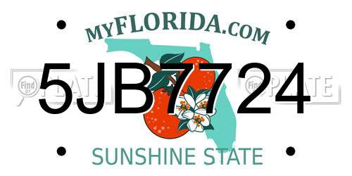 5JB7724 Florida License Plate