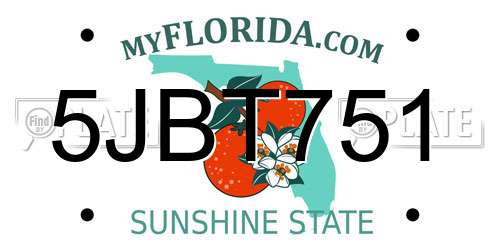 5JBT751 Florida License Plate