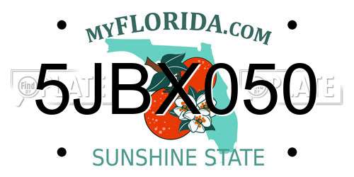 5JBX050 Florida License Plate