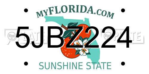 5JBZ224 Florida License Plate