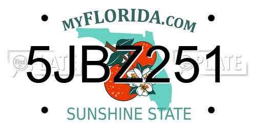 5JBZ251 Florida License Plate