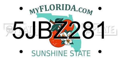 5JBZ281 Florida License Plate