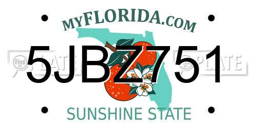 5JBZ751 Florida License Plate