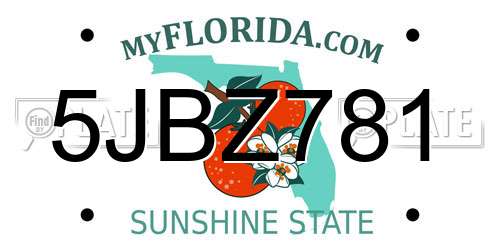 5JBZ781 Florida License Plate