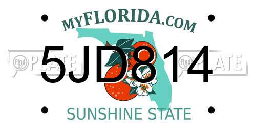 5JD814 Florida License Plate