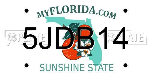 5JDB14 Florida License Plate