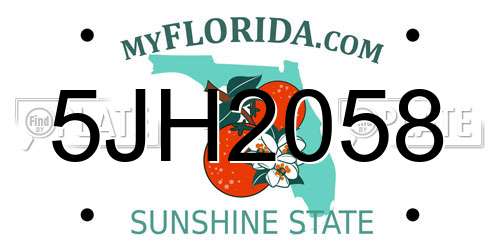 5JH2058 Florida License Plate