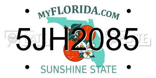 5JH2085 Florida License Plate