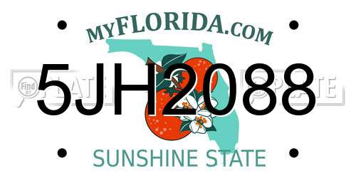 5JH2088 Florida License Plate