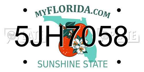 5JH7058 Florida License Plate