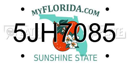 5JH7085 Florida License Plate