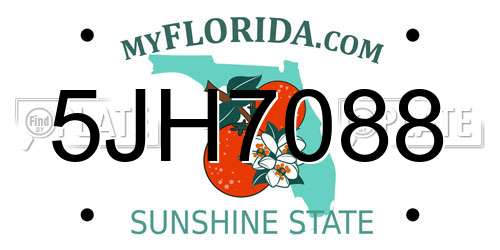 5JH7088 Florida License Plate