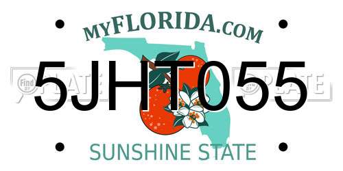 5JHT055 Florida License Plate