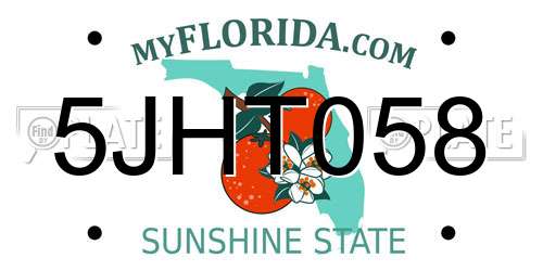 5JHT058 Florida License Plate