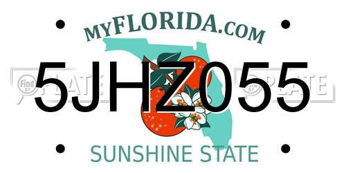 5JHZ055 Florida License Plate