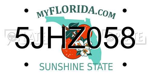 5JHZ058 Florida License Plate
