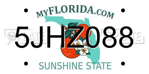 5JHZ088 Florida License Plate