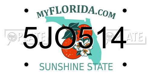 5JO514 Florida License Plate