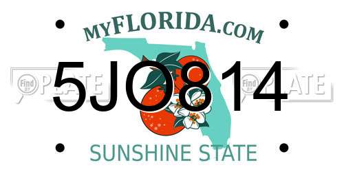 5JO814 Florida License Plate