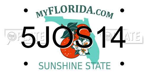 5JOS14 Florida License Plate