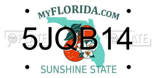 5JQB14 Florida License Plate